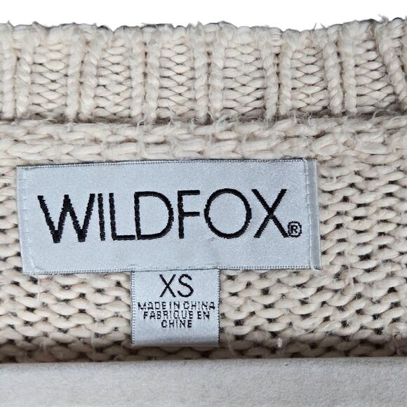 Wildfox Kiss Lips Distressed Hem Sweater XS Relaxed Boxy Oversized Cozy Retro - Picture 7 of 14